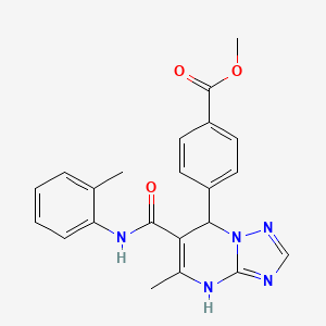 molecular formula C22H21N5O3 B5566934 methyl 4-(5-methyl-6-{[(2-methylphenyl)amino]carbonyl}-4,7-dihydro[1,2,4]triazolo[1,5-a]pyrimidin-7-yl)benzoate 