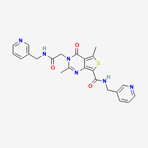 molecular formula C23H22N6O3S B5566955 2,5-二甲基-4-氧代-3-{2-氧代-2-[(3-吡啶基甲基)氨基]乙基}-N-(3-吡啶基甲基)-3,4-二氢噻吩并[3,4-d]嘧啶-7-甲酰胺 