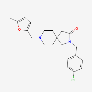 molecular formula C21H25ClN2O2 B5567017 2-(4-chlorobenzyl)-8-[(5-methyl-2-furyl)methyl]-2,8-diazaspiro[4.5]decan-3-one 