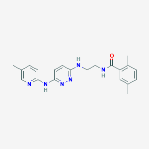 molecular formula C21H24N6O B5567021 2,5-dimethyl-N-[2-({6-[(5-methyl-2-pyridinyl)amino]-3-pyridazinyl}amino)ethyl]benzamide 