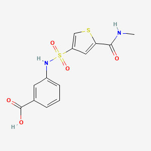 molecular formula C13H12N2O5S2 B5567032 3-[({5-[(甲基氨基)羰基]-3-噻吩基}磺酰基)氨基]苯甲酸 