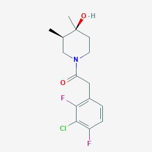 molecular formula C15H18ClF2NO2 B5567062 (3R*,4S*)-1-[(3-氯-2,4-二氟苯基)乙酰]-3,4-二甲基哌啶-4-醇 