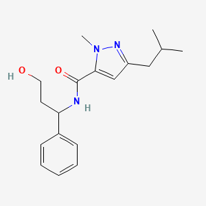 molecular formula C18H25N3O2 B5567115 N-(3-hydroxy-1-phenylpropyl)-3-isobutyl-1-methyl-1H-pyrazole-5-carboxamide 