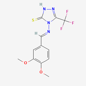 molecular formula C12H11F3N4O2S B5567134 4-[(3,4-dimethoxybenzylidene)amino]-5-(trifluoromethyl)-4H-1,2,4-triazole-3-thiol 
