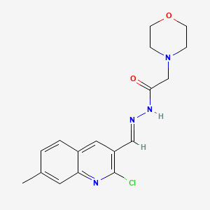 molecular formula C17H19ClN4O2 B5567162 N'-[(2-chloro-7-methyl-3-quinolinyl)methylene]-2-(4-morpholinyl)acetohydrazide 