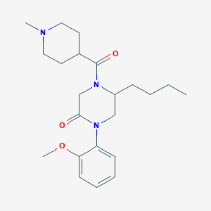 molecular formula C22H33N3O3 B5567195 5-丁基-1-(2-甲氧基苯基)-4-[(1-甲基-4-哌啶基)羰基]-2-哌嗪酮 