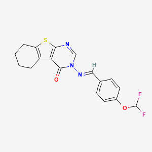 molecular formula C18H15F2N3O2S B5567274 3-{[4-(difluoromethoxy)benzylidene]amino}-5,6,7,8-tetrahydro[1]benzothieno[2,3-d]pyrimidin-4(3H)-one 