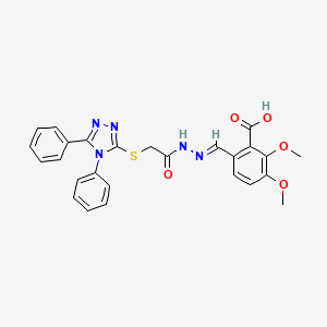 molecular formula C26H23N5O5S B5567304 6-(2-{[(4,5-diphenyl-4H-1,2,4-triazol-3-yl)thio]acetyl}carbonohydrazonoyl)-2,3-dimethoxybenzoic acid 
