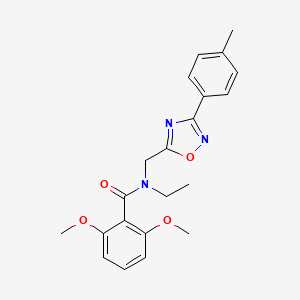 molecular formula C21H23N3O4 B5567306 N-乙基-2,6-二甲氧基-N-{[3-(4-甲基苯基)-1,2,4-恶二唑-5-基]甲基}苯甲酰胺 