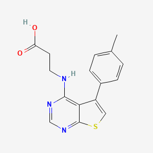 molecular formula C16H15N3O2S B5567379 N-[5-(4-甲基苯基)噻吩并[2,3-d]嘧啶-4-基]-β-丙氨酸 