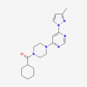 molecular formula C19H26N6O B5567386 4-[4-(cyclohexylcarbonyl)-1-piperazinyl]-6-(3-methyl-1H-pyrazol-1-yl)pyrimidine 