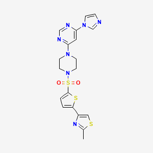 molecular formula C19H19N7O2S3 B5567403 4-(1H-咪唑-1-基)-6-(4-{[5-(2-甲基-1,3-噻唑-4-基)-2-噻吩基]磺酰基}-1-哌嗪基)嘧啶 