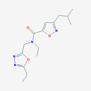 molecular formula C15H22N4O3 B5567406 N-ethyl-N-[(5-ethyl-1,3,4-oxadiazol-2-yl)methyl]-3-isobutyl-5-isoxazolecarboxamide 