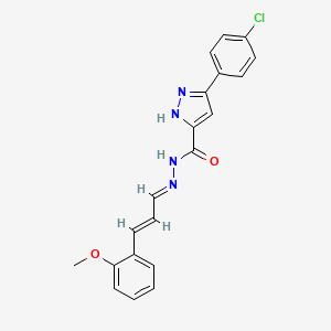 molecular formula C20H17ClN4O2 B5567411 3-(4-氯苯基)-N'-[3-(2-甲氧基苯基)-2-丙烯-1-亚烯基]-1H-吡唑-5-甲酰肼 