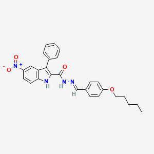 molecular formula C27H26N4O4 B5567462 5-硝基-N'-[4-(戊氧基)亚苄基]-3-苯基-1H-吲哚-2-甲酰肼 