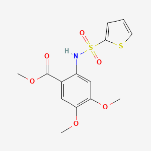 molecular formula C14H15NO6S2 B5567477 4,5-二甲氧基-2-[(2-噻吩磺酰基)氨基]苯甲酸甲酯 