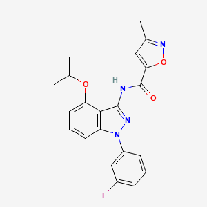molecular formula C21H19FN4O3 B5567494 N-[1-(3-fluorophenyl)-4-isopropoxy-1H-indazol-3-yl]-3-methylisoxazole-5-carboxamide 