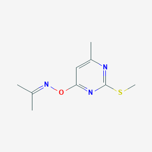 molecular formula C9H13N3OS B5567516 acetone O-[6-methyl-2-(methylthio)-4-pyrimidinyl]oxime 