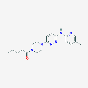 molecular formula C19H26N6O B5567519 N-(5-甲基-2-吡啶基)-6-(4-戊酰-1-哌嗪基)-3-吡啶二甲胺 