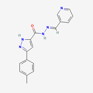 molecular formula C17H15N5O B5567526 3-(4-methylphenyl)-N'-(3-pyridinylmethylene)-1H-pyrazole-5-carbohydrazide 