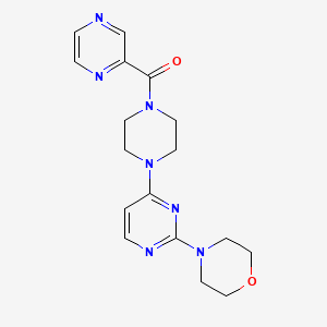 molecular formula C17H21N7O2 B5567529 4-{4-[4-(2-pyrazinylcarbonyl)-1-piperazinyl]-2-pyrimidinyl}morpholine 