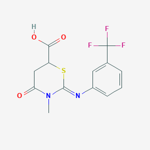 molecular formula C13H11F3N2O3S B5567553 3-methyl-4-oxo-2-{[3-(trifluoromethyl)phenyl]imino}-1,3-thiazinane-6-carboxylic acid 