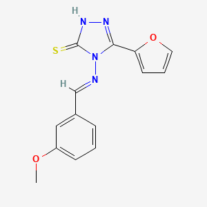 molecular formula C14H12N4O2S B5567562 5-(2-furyl)-4-[(3-methoxybenzylidene)amino]-4H-1,2,4-triazole-3-thiol 