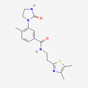 molecular formula C18H22N4O2S B5567604 N-[2-(4,5-dimethyl-1,3-thiazol-2-yl)ethyl]-4-methyl-3-(2-oxo-1-imidazolidinyl)benzamide 