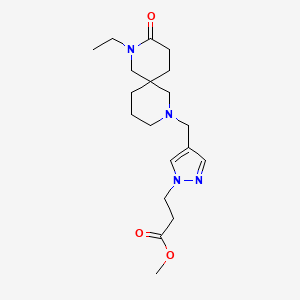 molecular formula C19H30N4O3 B5567628 3-{4-[(8-乙基-9-氧代-2,8-二氮杂螺[5.5]十一烷-2-基)甲基]-1H-吡唑-1-基}丙酸甲酯 