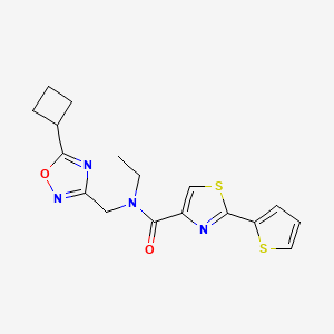 molecular formula C17H18N4O2S2 B5567641 N-[(5-cyclobutyl-1,2,4-oxadiazol-3-yl)methyl]-N-ethyl-2-(2-thienyl)-1,3-thiazole-4-carboxamide 