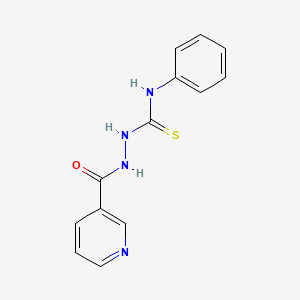 molecular formula C13H12N4OS B5567665 N-phenyl-2-(3-pyridinylcarbonyl)hydrazinecarbothioamide 