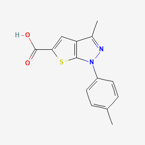 molecular formula C14H12N2O2S B5567683 3-甲基-1-(4-甲基苯基)-1H-噻吩[2,3-c]吡唑-5-羧酸 