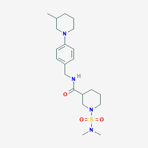 molecular formula C21H34N4O3S B5567687 1-[(dimethylamino)sulfonyl]-N-[4-(3-methyl-1-piperidinyl)benzyl]-3-piperidinecarboxamide 