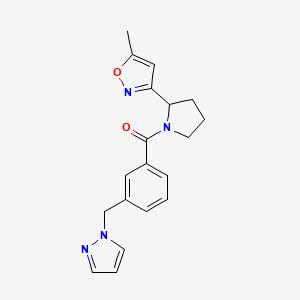 molecular formula C19H20N4O2 B5567724 5-methyl-3-{1-[3-(1H-pyrazol-1-ylmethyl)benzoyl]-2-pyrrolidinyl}isoxazole 
