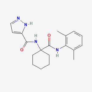 molecular formula C19H24N4O2 B5567731 N-(1-{[(2,6-dimethylphenyl)amino]carbonyl}cyclohexyl)-1H-pyrazole-3-carboxamide 