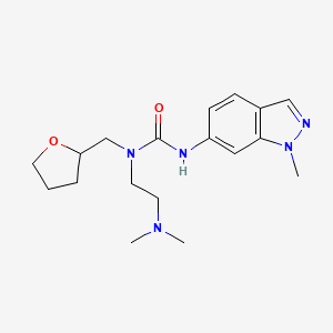 molecular formula C18H27N5O2 B5567743 N-[2-(dimethylamino)ethyl]-N'-(1-methyl-1H-indazol-6-yl)-N-(tetrahydrofuran-2-ylmethyl)urea 