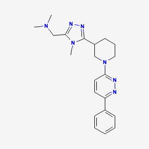 molecular formula C21H27N7 B5567765 N,N-dimethyl-1-{4-methyl-5-[1-(6-phenylpyridazin-3-yl)piperidin-3-yl]-4H-1,2,4-triazol-3-yl}methanamine 