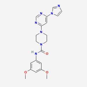 molecular formula C20H23N7O3 B5567797 N-(3,5-dimethoxyphenyl)-4-[6-(1H-imidazol-1-yl)-4-pyrimidinyl]-1-piperazinecarboxamide 