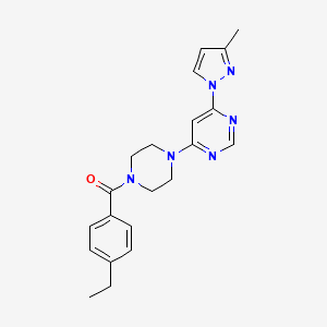 molecular formula C21H24N6O B5567808 4-[4-(4-ethylbenzoyl)-1-piperazinyl]-6-(3-methyl-1H-pyrazol-1-yl)pyrimidine 