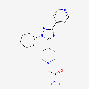molecular formula C20H28N6O B5567857 2-[4-(1-cyclohexyl-3-pyridin-4-yl-1H-1,2,4-triazol-5-yl)piperidin-1-yl]acetamide 