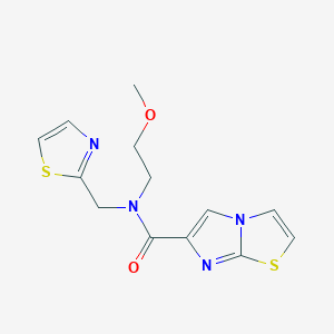 molecular formula C13H14N4O2S2 B5567908 N-(2-methoxyethyl)-N-(1,3-thiazol-2-ylmethyl)imidazo[2,1-b][1,3]thiazole-6-carboxamide 