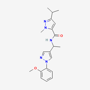 molecular formula C20H25N5O2 B5568017 3-isopropyl-N-{1-[1-(2-methoxyphenyl)-1H-pyrazol-4-yl]ethyl}-1-methyl-1H-pyrazole-5-carboxamide 