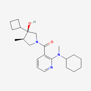 molecular formula C22H33N3O2 B5568025 (3R*,4R*)-3-cyclobutyl-1-({2-[cyclohexyl(methyl)amino]pyridin-3-yl}carbonyl)-4-methylpyrrolidin-3-ol 