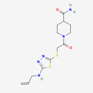 molecular formula C13H19N5O2S2 B5568032 1-({[5-(allylamino)-1,3,4-thiadiazol-2-yl]thio}acetyl)-4-piperidinecarboxamide 