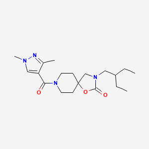 molecular formula C19H30N4O3 B5568075 8-[(1,3-dimethyl-1H-pyrazol-4-yl)carbonyl]-3-(2-ethylbutyl)-1-oxa-3,8-diazaspiro[4.5]decan-2-one 