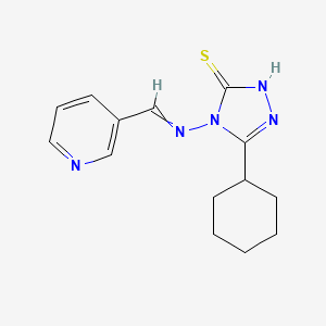 molecular formula C14H17N5S B5568079 5-cyclohexyl-4-[(3-pyridinylmethylene)amino]-4H-1,2,4-triazole-3-thiol 