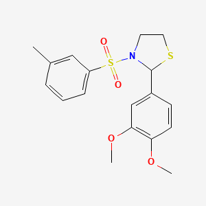 molecular formula C18H21NO4S2 B5568093 2-(3,4-二甲氧基苯基)-3-[(3-甲基苯基)磺酰基]-1,3-噻唑烷二酮 