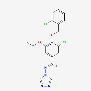 molecular formula C18H16Cl2N4O2 B5568096 N-{3-chloro-4-[(2-chlorobenzyl)oxy]-5-ethoxybenzylidene}-4H-1,2,4-triazol-4-amine 