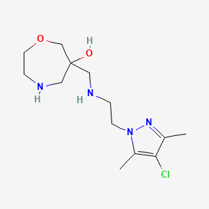 molecular formula C13H23ClN4O2 B5568126 6-({[2-(4-chloro-3,5-dimethyl-1H-pyrazol-1-yl)ethyl]amino}methyl)-1,4-oxazepan-6-ol dihydrochloride 