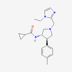molecular formula C21H28N4O B5568131 N-[(3S*,4R*)-1-[(1-乙基-1H-咪唑-2-基)甲基]-4-(4-甲苯基)-3-吡咯烷基]环丙烷甲酰胺 